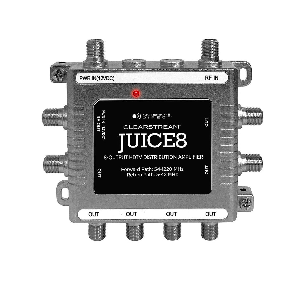 JUICE8 8 Output TV/CATV Distribution Amplifier Gain: 6.5 dB per port Replaces CDA8