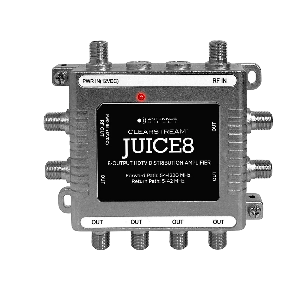 JUICE8 8 Output TV/CATV Distribution Amplifier Gain: 6.5 dB per port Replaces CDA8