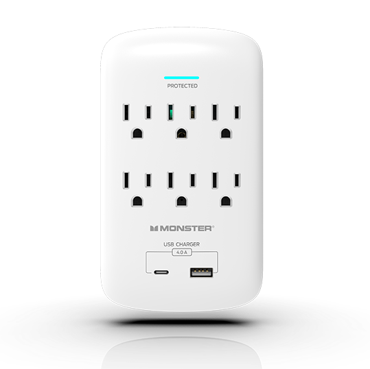 ME5003 Wall Tap Surge 6 AC 1 USB A 1 USB C