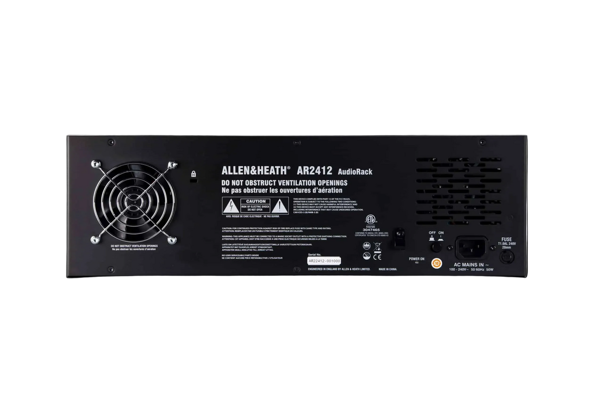 AH-AR2-2412-BLK 24in x 12out Remote AudioRack, dSNAKE I/O for expansion, 3 RU, 48kHz
