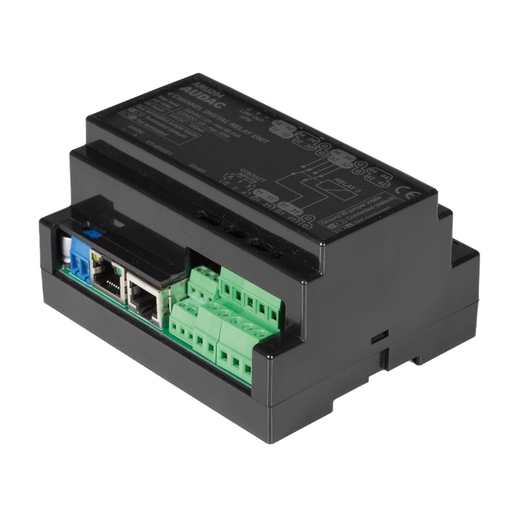 ARU204 Touch enabled 4 Switching Relay unit with RS485 & TCP/IP Control (DIN enclosure)