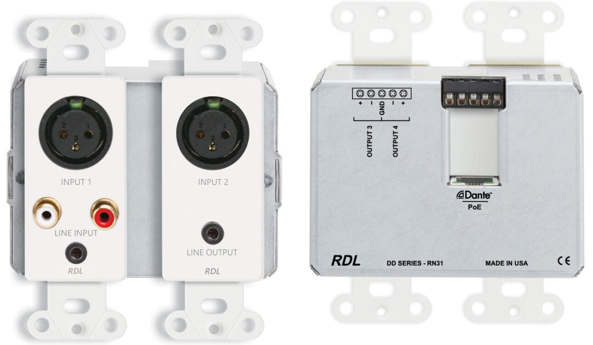 DD-RN31 Bi-Directional Mic/Line Dante Interface 4 X 4 W/Poe