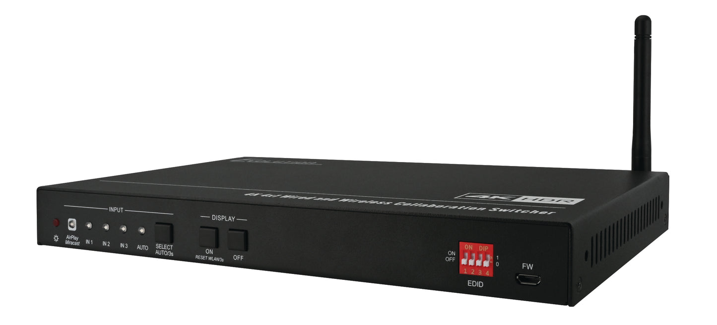 Evolution EVSW4K41 4K 4×1 Multi-Format Wireless Collaboration Switcher with Wired and Wireless Connectivity