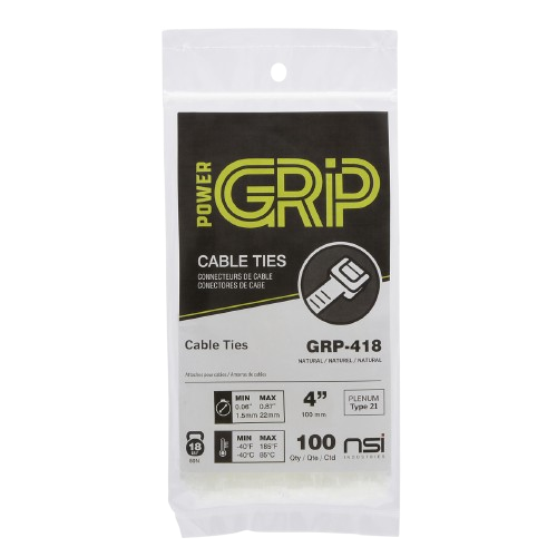 GRP-418 Cable Tie 4" 18lb 100PK