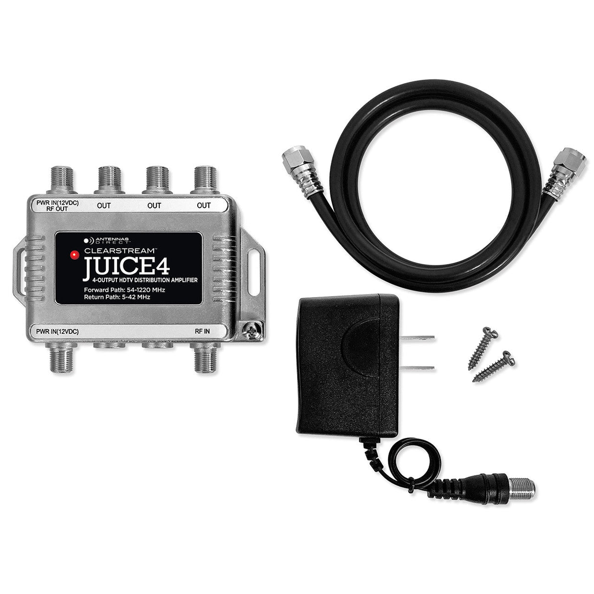JUICE4 4 Output TV / CATV Distribution Amplifier 8.5dB per port Waterproof
