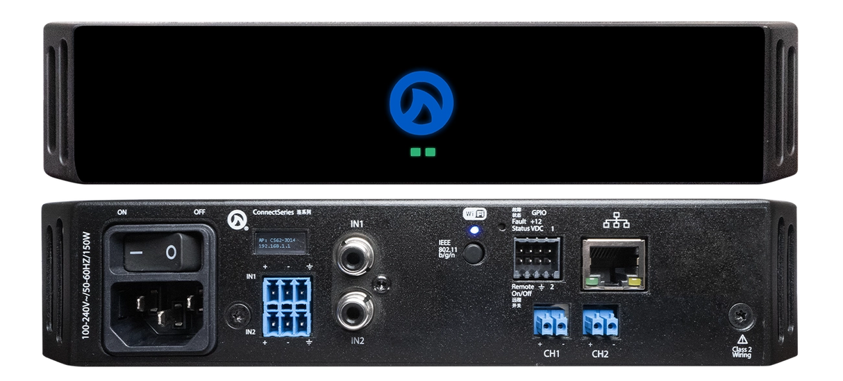 CONNECT 62 2CH x 60W – 4Ω, 8Ω, and 70V/100V per channel 1/2 Rack Amplifier