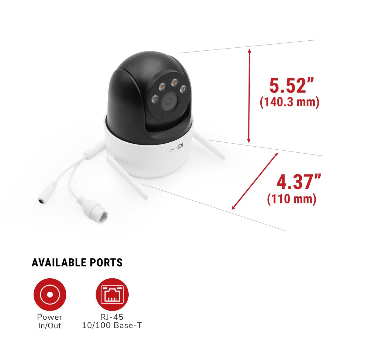 ORB Outdoor 2 5MP In/Outdoor Pan Tilt Dual Band WiFi Camera Built-In Microphone & Speaker 12VDC