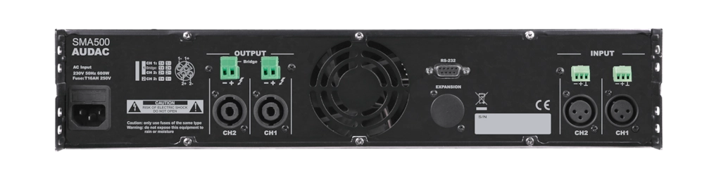SMA500 SMA Series Power Amplifier 2 x 500W @ 4 ohms 2 RU - Optional Dante Expansion (ANI44XT)