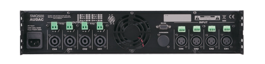 SMQ500 SMQ Series Power Amplifier 4 x 500W @ 4 ohms 2 RU - Optional Dante Expansion (ANI44XT)