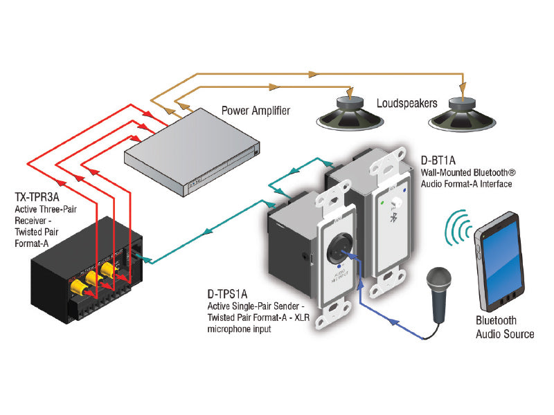 RDL DB-BT1A Wall-Mounted Bluetooth Audio Format-A Interface Black