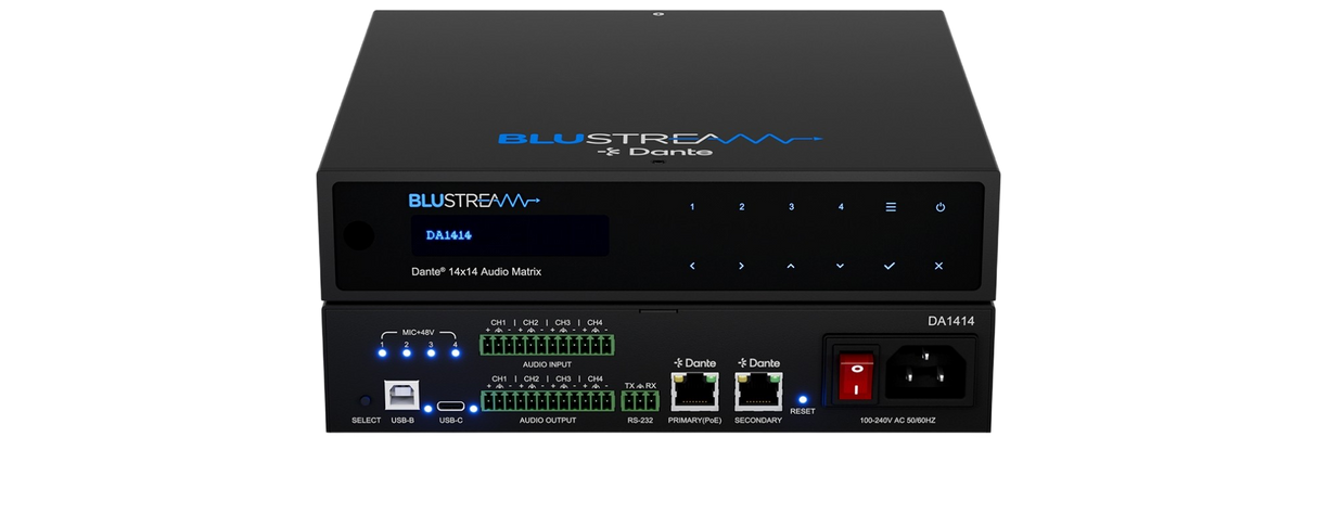 DA1414 14x14 Audio Matrix with Dante® and USB