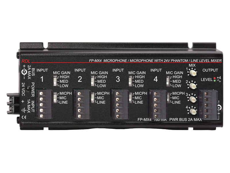 FP-MX4 4 Mic or Line Input Mixer Mic and Line Out