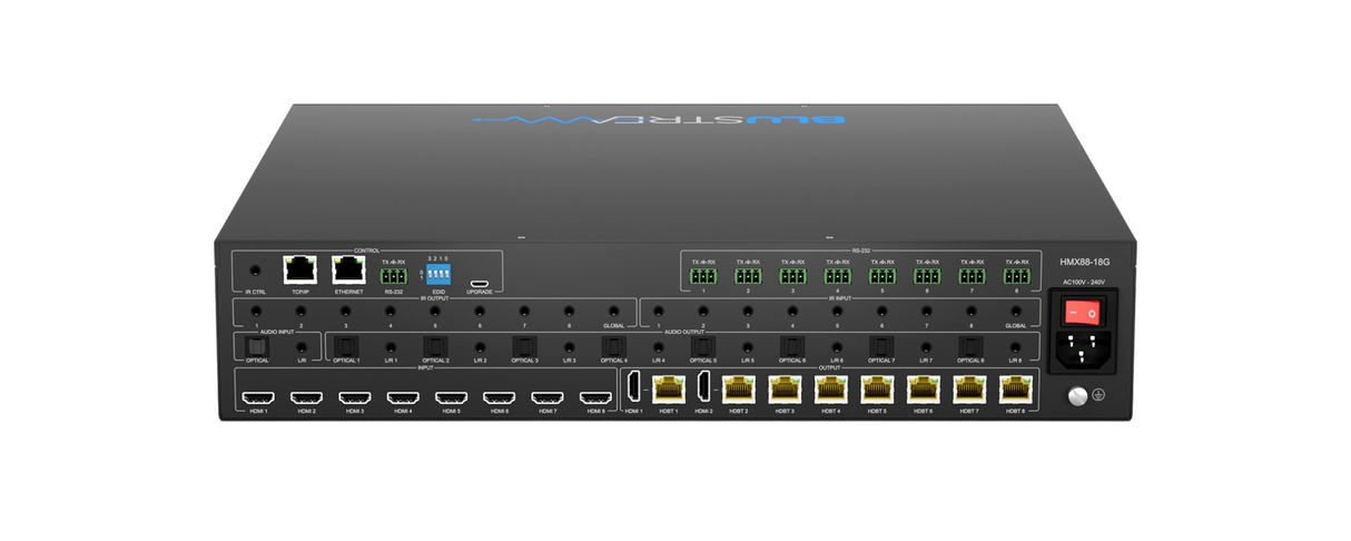 HMX88-18G 8x8 Uncompressed Hdbaset™ 3.0 Av Matrix With Arc