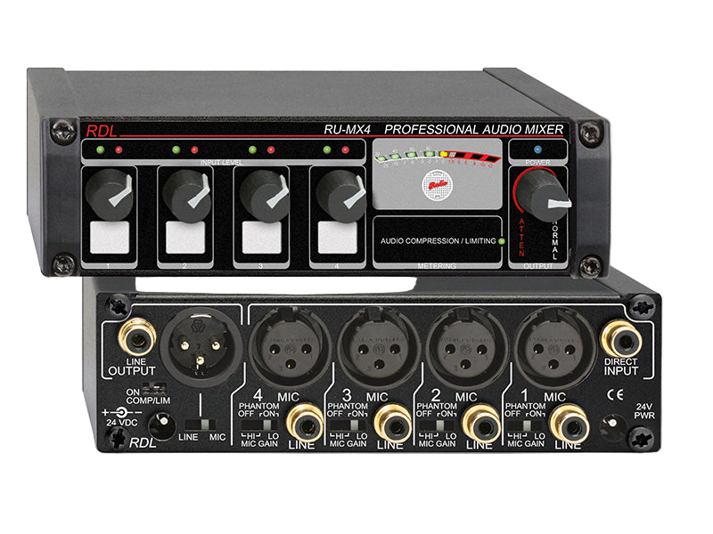 RU-MX4L 4 Channel Microphone/Line Mixer with Phantom Power