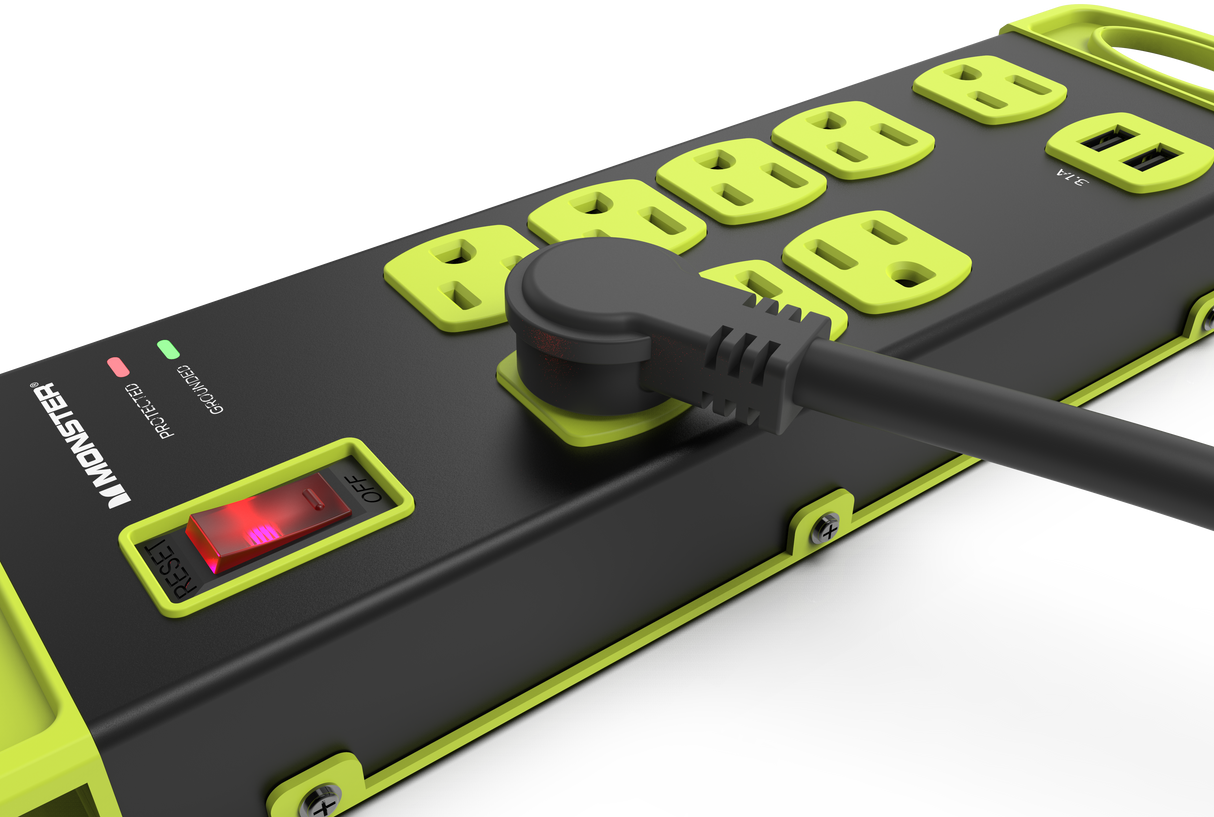 ME5010 Power Strip Surge 8 AC 2 USB A