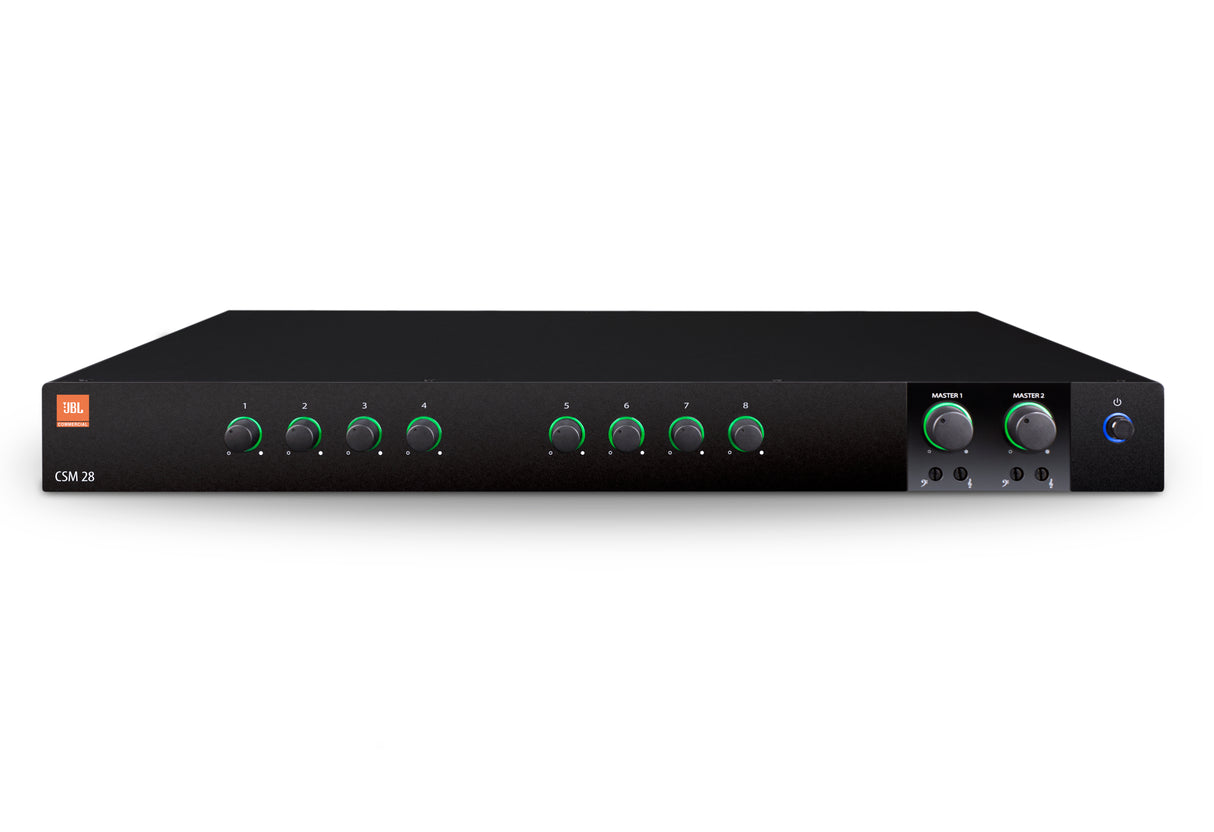 CSM28 Commercial Mixer 8 Input 2 Output Fanless 1U Full-Rack Mounting Kit Included