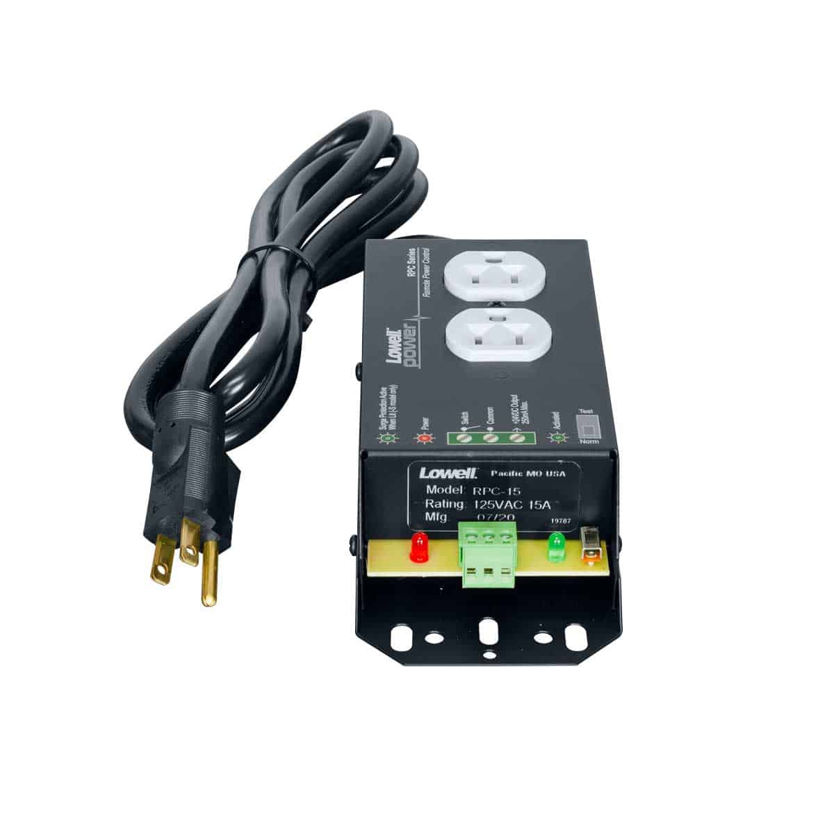 Lowell RPC15 Power control Remote 15A Duplex Outlet 6' Cord