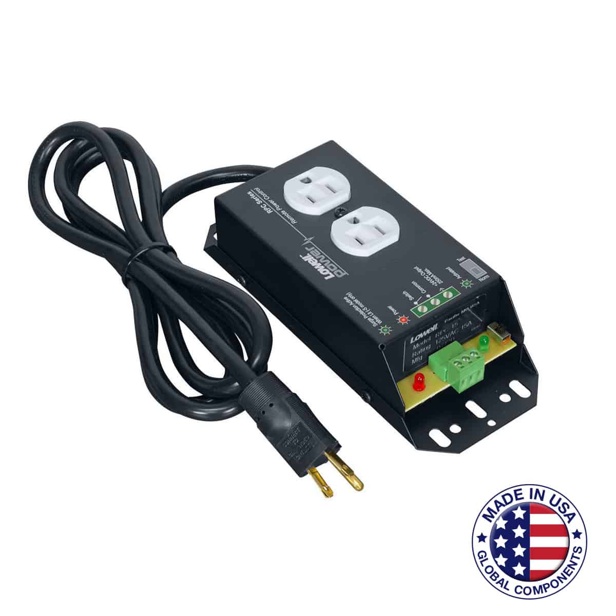 Lowell RPC15 Power control Remote 15A Duplex Outlet 6' Cord