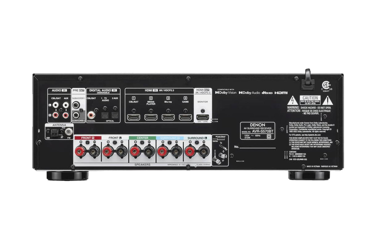 AVRS570BT 5.2 Channel 8K AV Receiver Bluetooth