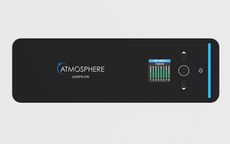 AZMP8-DW Atmosphere™ 8-Zone Signal Processor with 1200-Watt Amplifier and Dante All-in-one Wall Mount Cabinet