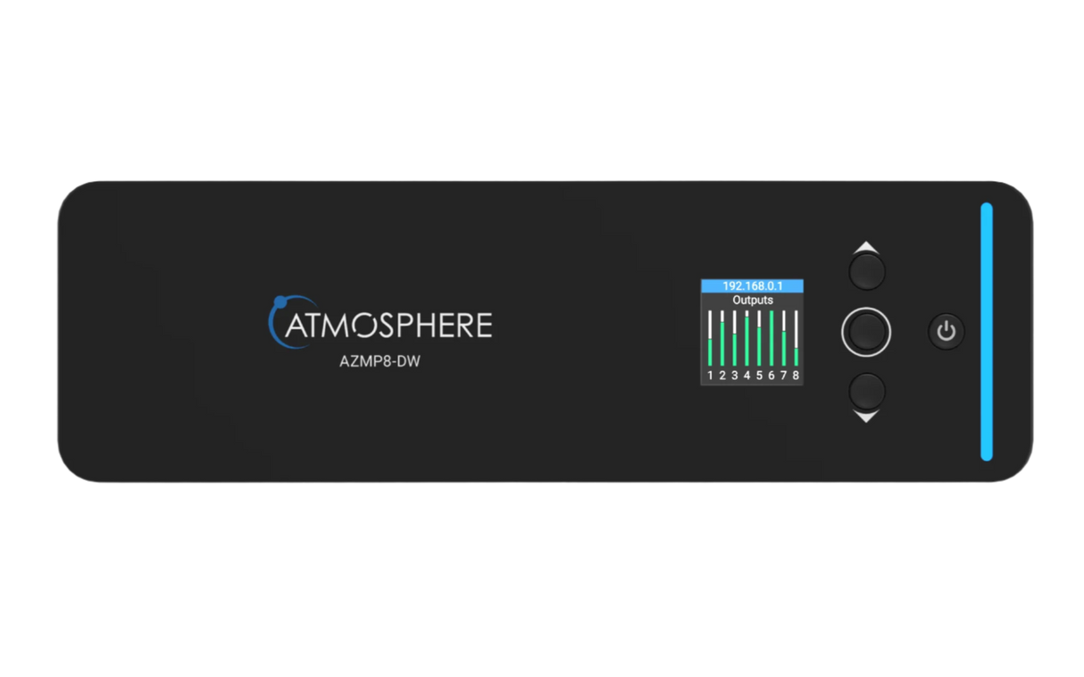 AZMP8-DW Atmosphere™ 8-Zone Signal Processor with 1200-Watt Amplifier and Dante All-in-one Wall Mount Cabinet