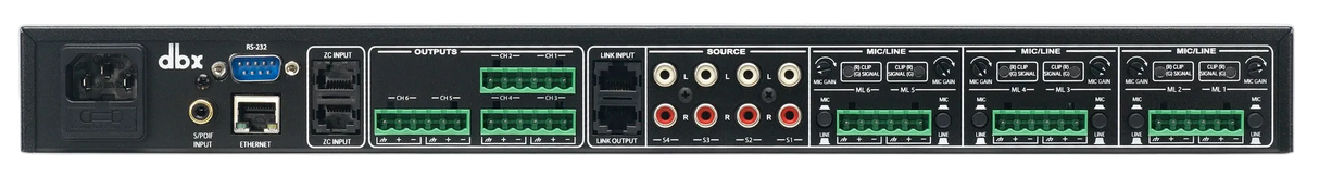 1261m ZonePRO 12 In x 6 Out Digital Zone Processor Ethernet, ANC & No Display