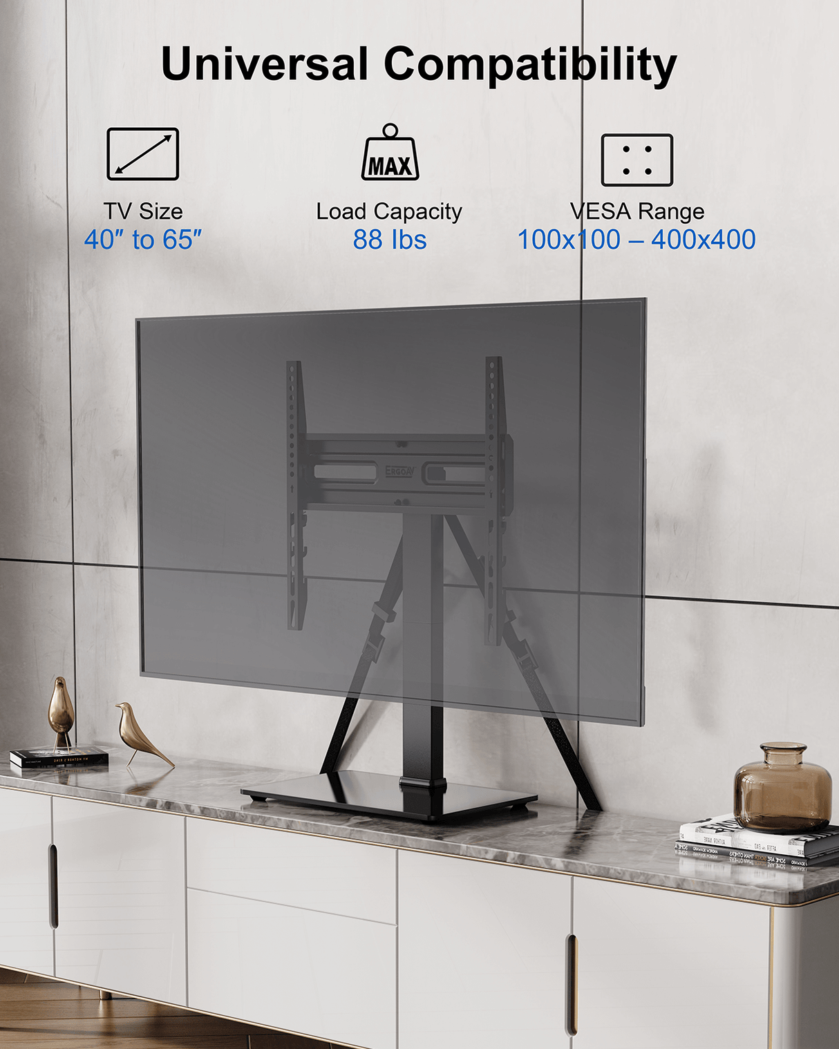 ERTSM2-02B Tabletop TV Stand with Swivel for 40" to 55" TVs