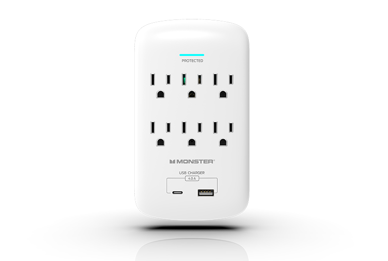 ME5003 Wall Tap Surge 6 AC 1 USB A 1 USB C