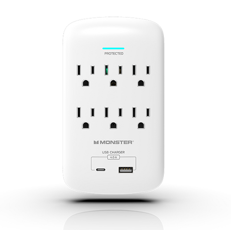ME5003 Wall Tap Surge 6 AC 1 USB A 1 USB C