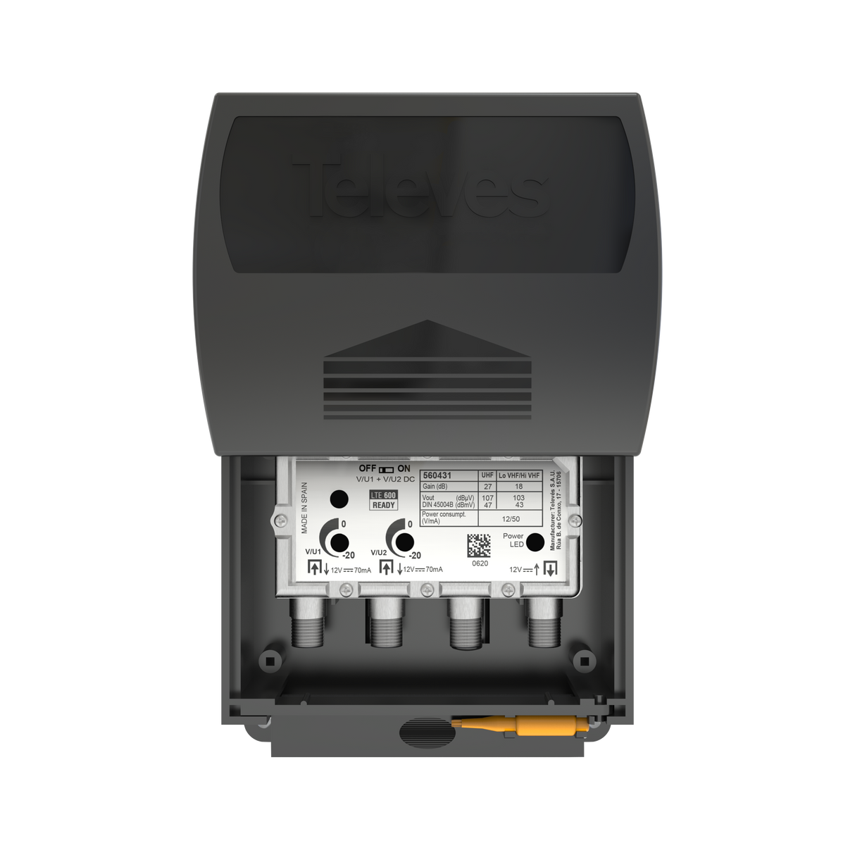 560483 Dual Input Antenna Preamp Coaxial F-fitting Connections Automatic Gain Control (AGC) 5G filtered
