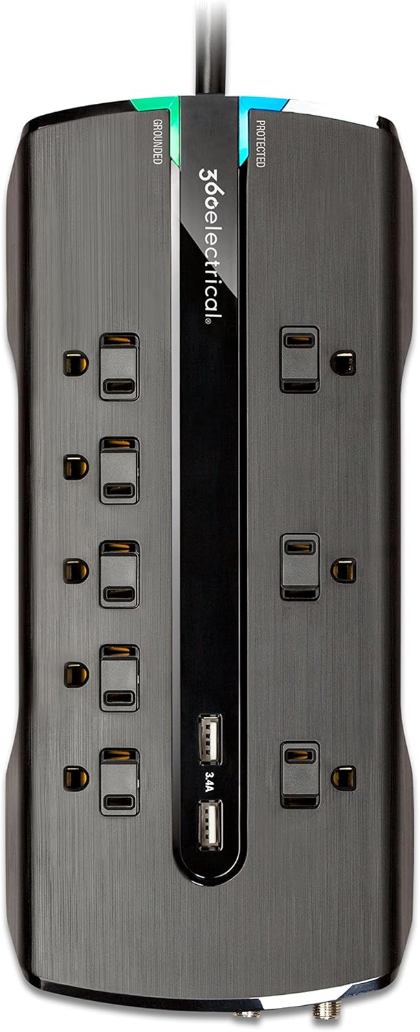 360 Electrical Director 3.4 Surge Protector 8 Outlet Surge Protector 6ft Cord 3240 joules