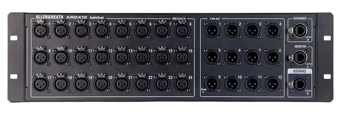AH-AR2-2412-BLK 24in x 12out Remote AudioRack, dSNAKE I/O for expansion, 3 RU, 48kHz