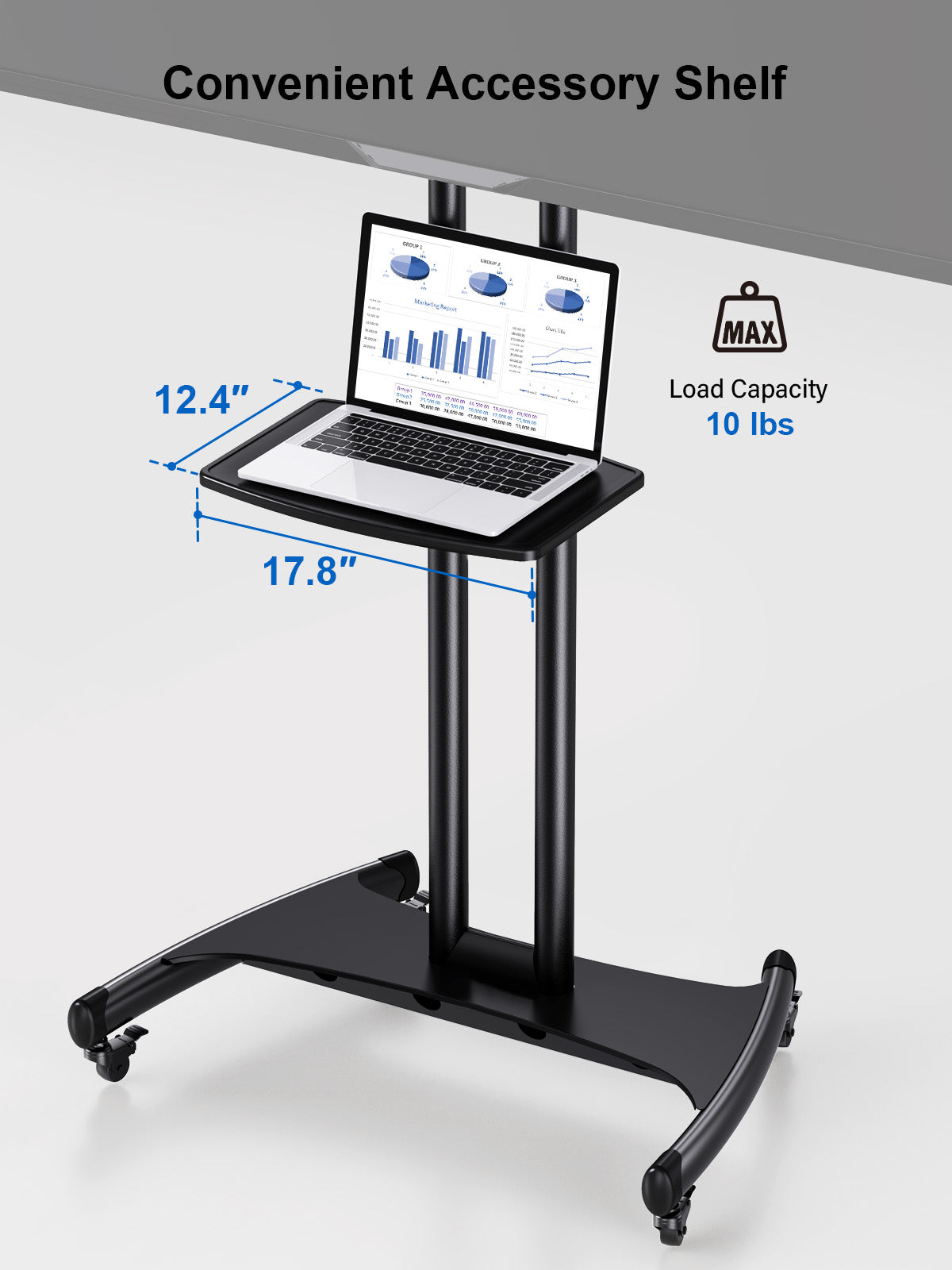 BETCL2-01B 40" - 75" TV Cart with Camera Shelf