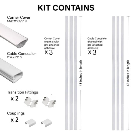 CCSHEK 12 Piece 48" x 1" PVC White Cabling Kit