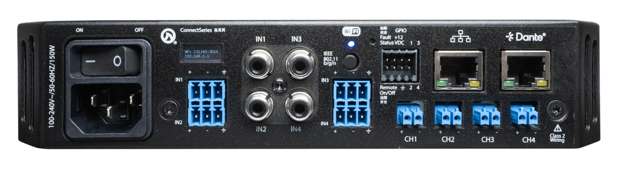 CONNECT 124D 4 Channel x 120W 1/2 Rack Amplifier w/Dante