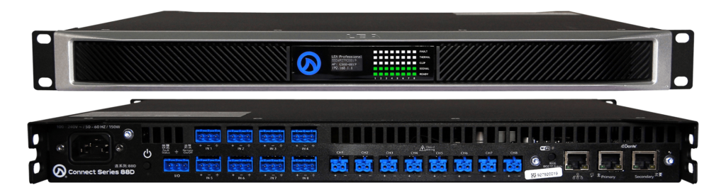 CONNECT 88D 8 Channel X 80W @ 4ω, 8ω, 70v And 100v Per Channel. Internal Dsp W/ Crossovers And Dante