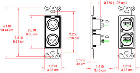 D-XLR2F Dual XLR 3-pin Female Jacks on Decora® Wall Plate