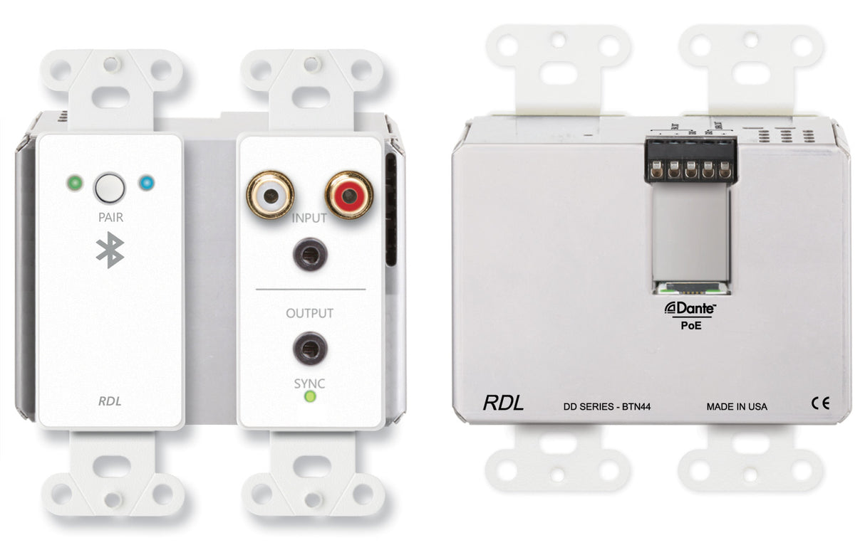 DD-BTN44 Wall-Mounted Bi-Directional Line-Level And Bluetooth Audio Dante Interface