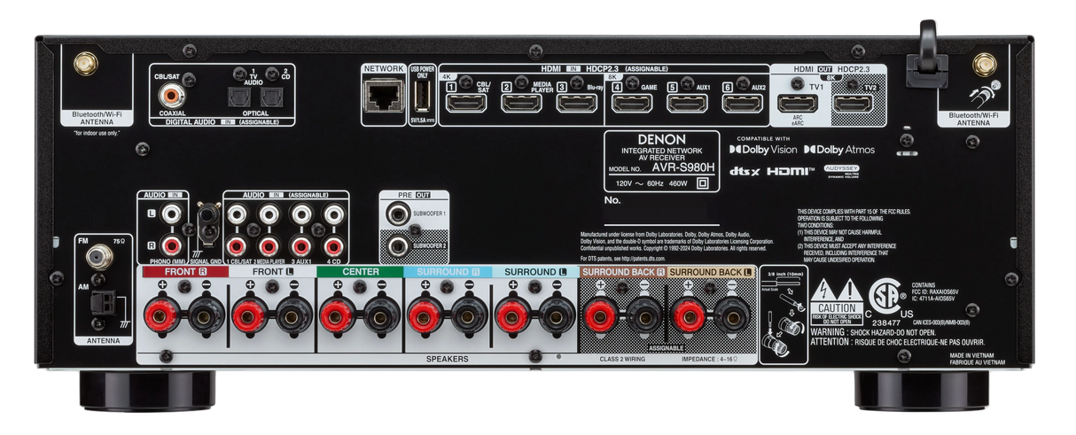 AVR-S980H 7.2 Channel 90W 8K AV Receiver