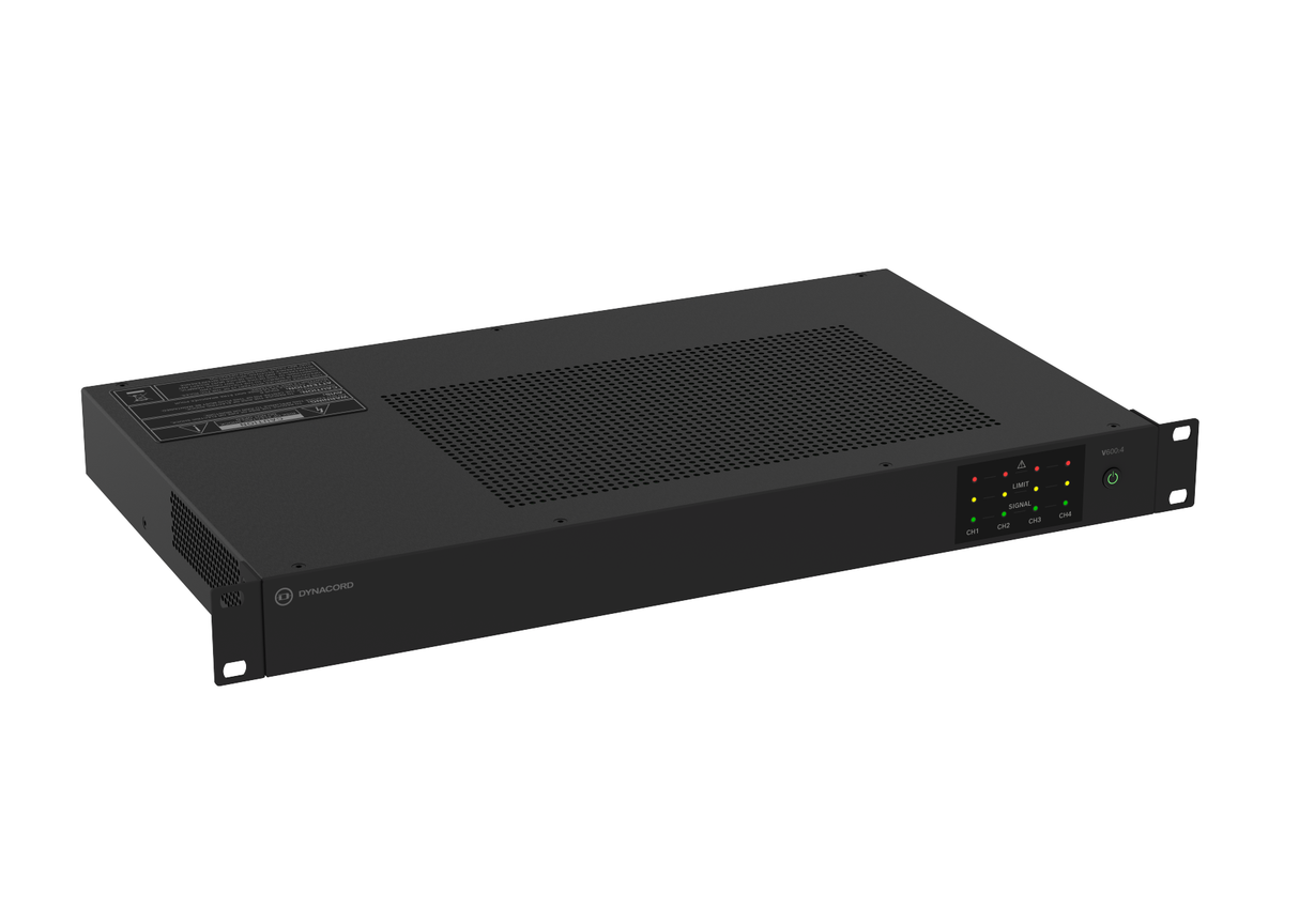 V600:4 4 Channel 600W @ 4Ω-8Ω and 70-100V Variable Load Drive Amplifier 1RU