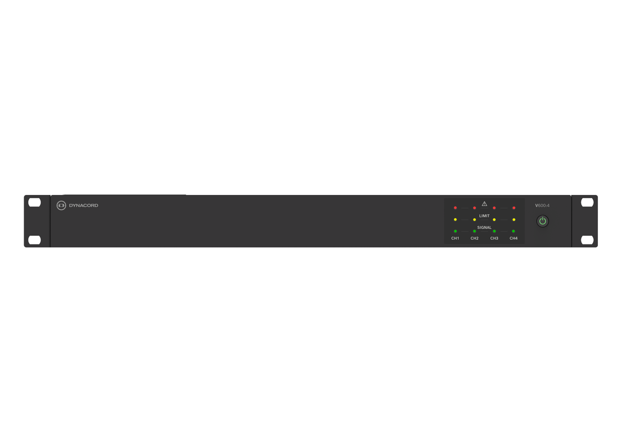 V600:4 4 Channel 600W @ 4Ω-8Ω and 70-100V Variable Load Drive Amplifier 1RU