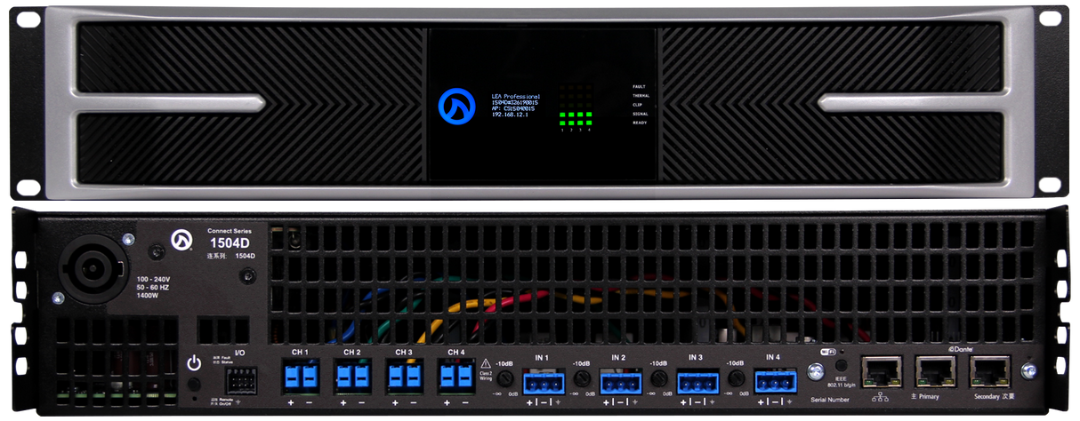 CONNECT 1504 4 Channel x 1500W @ 4Ω, 8Ω, 70V and 100V Per Channel 30 Amp Plug