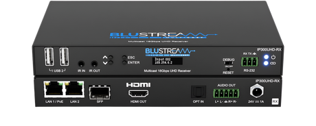 IP300UHD-RX 4K 60Hz UHD Video over IP Receiver with PoE over 1Gb Network