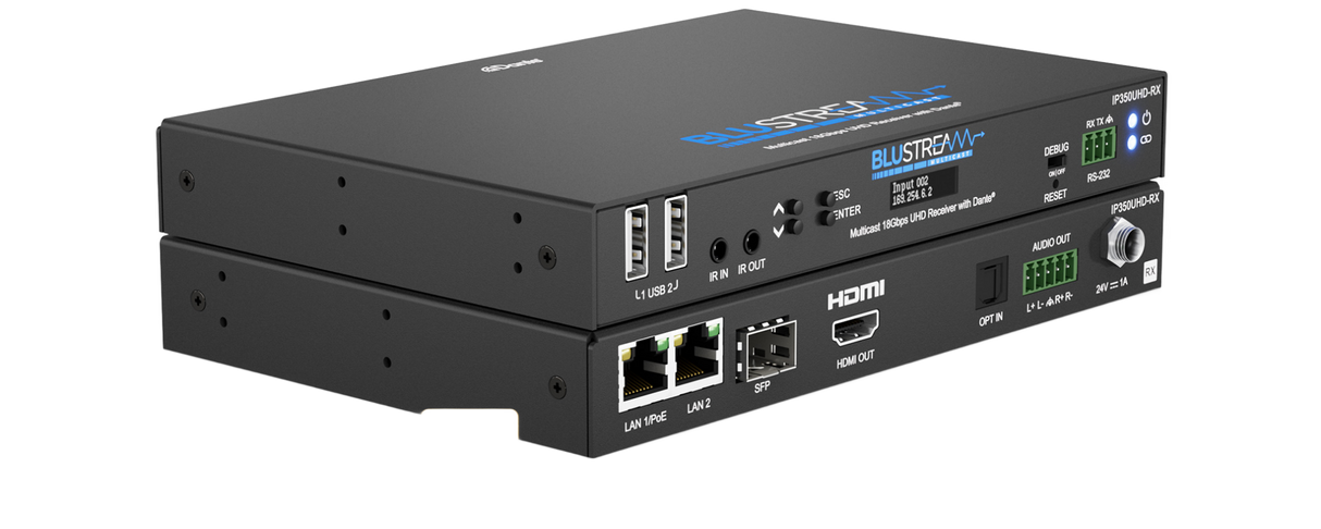 IP350UHD-RX IP Multicast HDMI2.0 Video Receiver With Dante® 4k 60hz