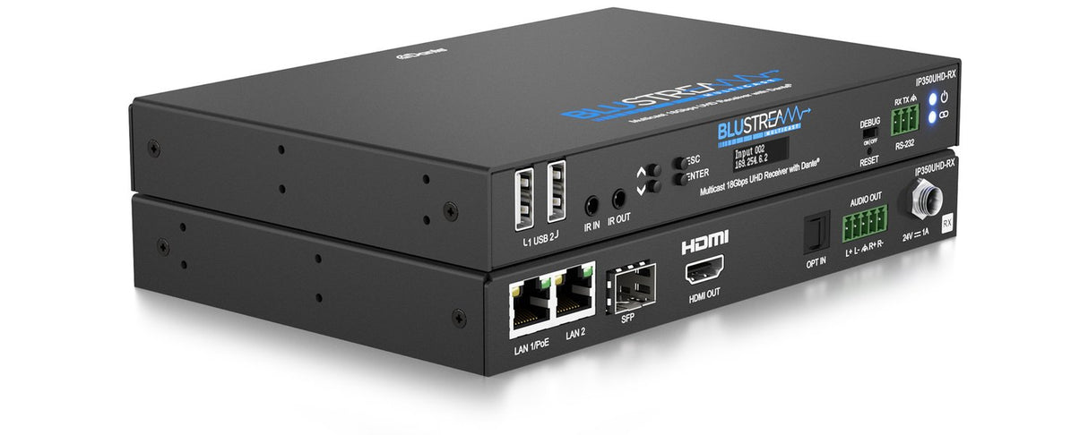 IP350UHD-RX IP Multicast HDMI2.0 Video Receiver with Dante® 4K 60Hz