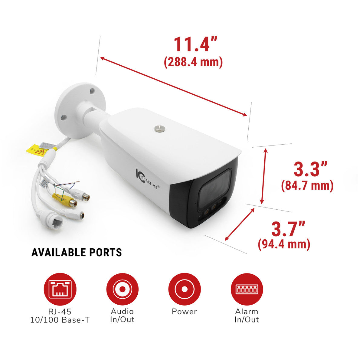 IPEL-B40V-W1-LED 4mp Ip Indoor/Outdoor Bullet Camera Motorized Varifocal 2.7-12mm Lens