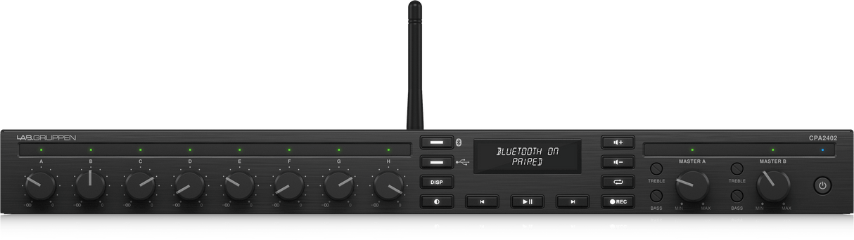CPA-2402 2 x 240 Watt Commercial Mixer Amplifier with 8 Inputs, Bluetooth Streaming, USB Media Player