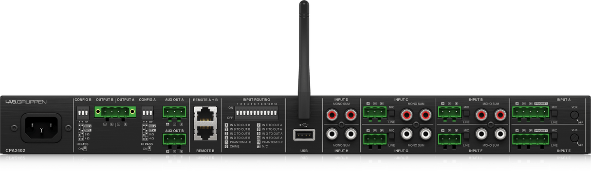 CPA-2402 2 x 240 Watt Commercial Mixer Amplifier with 8 Inputs, Bluetooth Streaming, USB Media Player