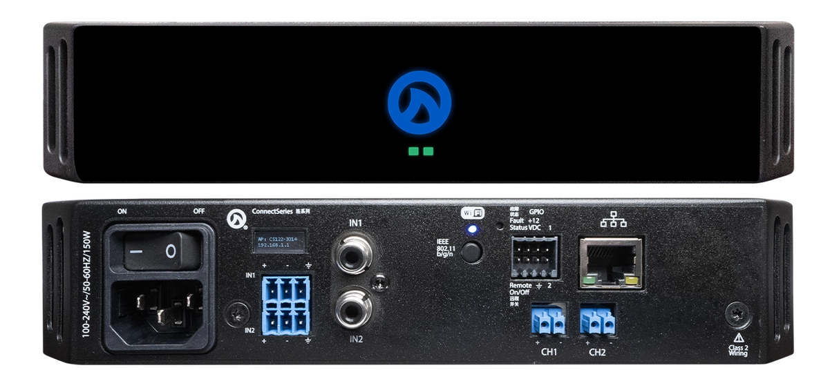 CONNECT 122 2CH x 120W – 4Ω, 8Ω, 70V and 100V per channel 1/2 Rack Amplifier