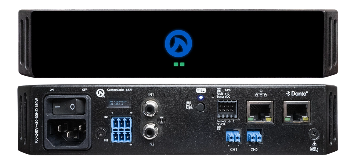 CONNECT 62D 2CH x 60W – 4Ω, 8Ω, and 70V/100V per channel 1/2 Rack Amplifier Dante and AES67 connectivity